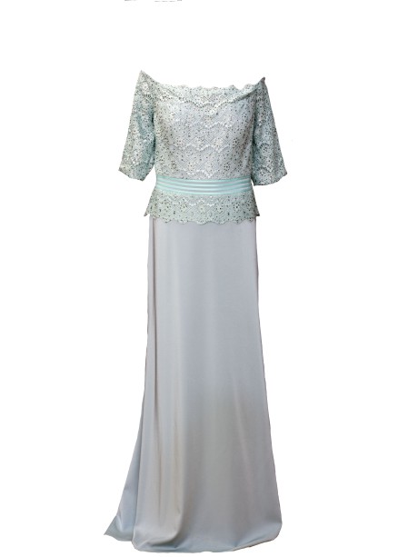 VESTIDO JUNO  LARGO CELESTE   ALMA COUTURE