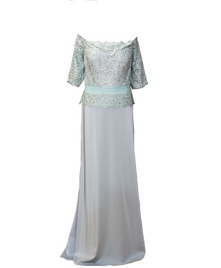 VESTIDO JUNO  LARGO CELESTE   ALMA COUTURE