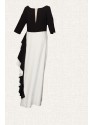 VESTIDO XENIA  LARGO BLANCO Y NEGRO    MARIA LAGO