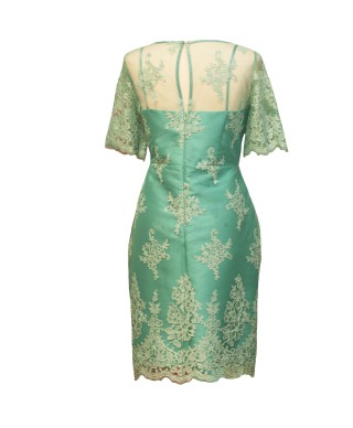 CONJUNTO DE VESTIDO CON CHAQUETA  BELINDA   CORTO  VERDE MAR   NATIVIDAD JIMENEZ