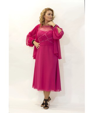 VESTIDO CILLIAN  MIDI  FUCSIA 