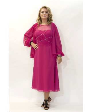 VESTIDO CILLIAN  MIDI  FUCSIA 
