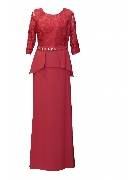 VESTIDO GRETA  LARGO GRANATE    NATIVIDAD JIMENEZ