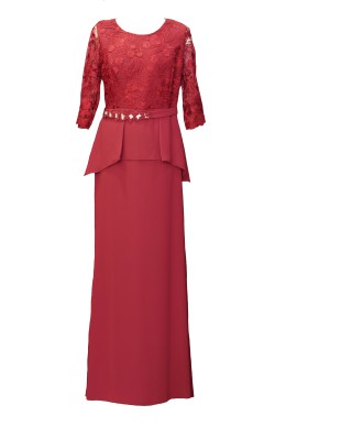 VESTIDO GRETA  LARGO GRANATE    NATIVIDAD JIMENEZ