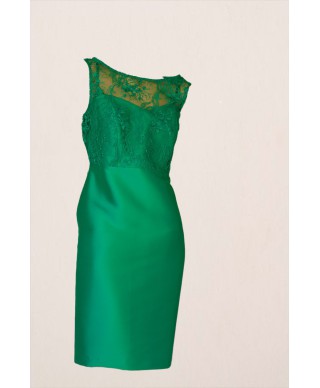 VESTIDO CON CHAQUETA DE ENCAJE SEVILLA CORTO VERDE