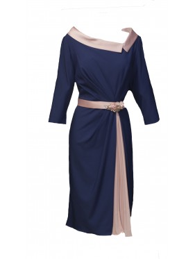 VESTIDO SABINE  MIDI AZUL MARINO