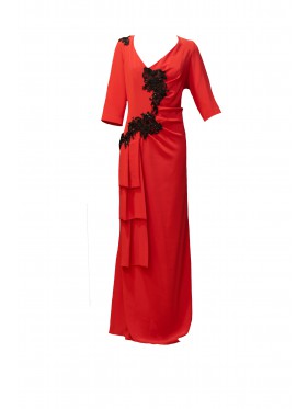 VESTIDO GALA LARGO ROJO  RAFFAELO