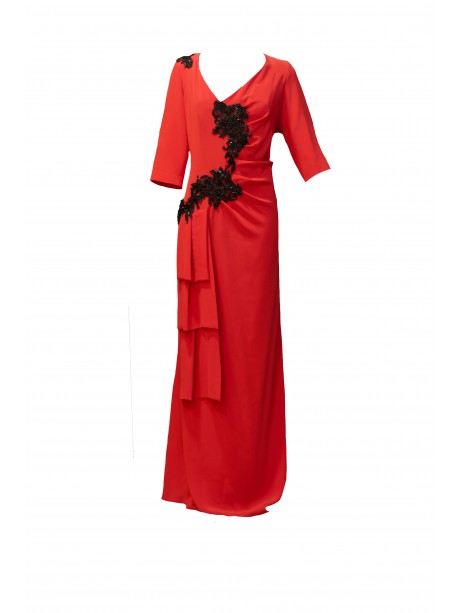 VESTIDO GALA LARGO ROJO  RAFFAELO