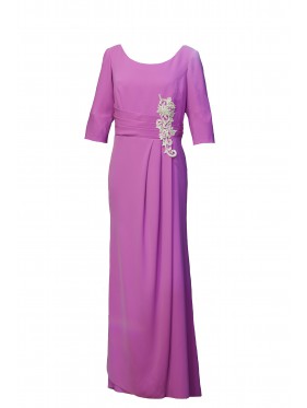 VESTIDO AMALIA  LARGO MALVA