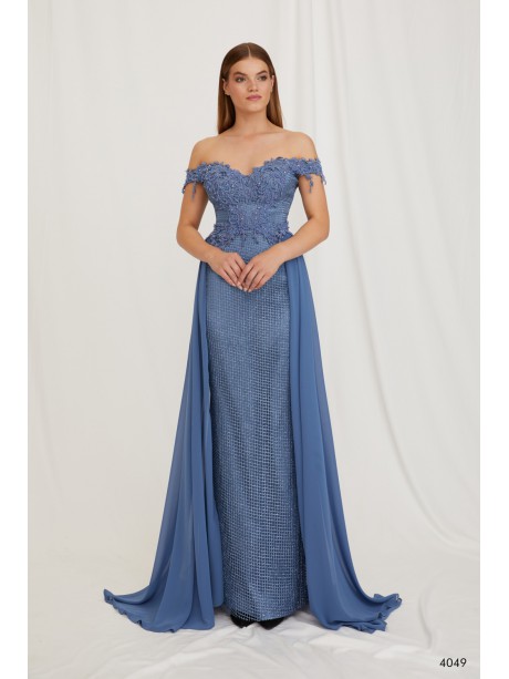 VESTIDO DIANA  LARGO AZUL