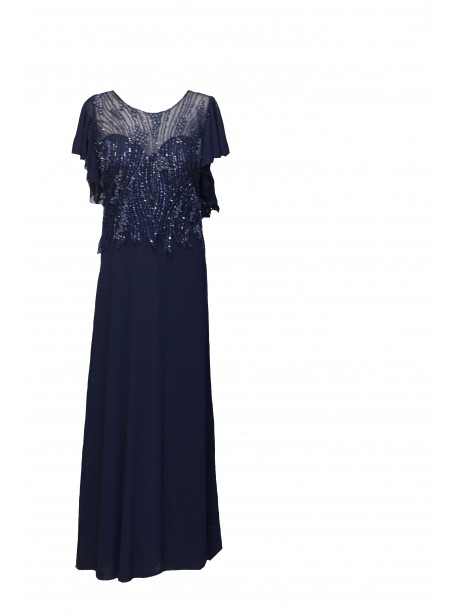 VESTIDO KLHOE  LARGO AZUL MARINO  CULTURA EUROPEA