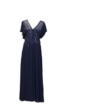 VESTIDO KLHOE  LARGO AZUL MARINO  CULTURA EUROPEA