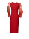 VESTIDO MIRELLA MIDI GRANATE  SEDA Y COLOR