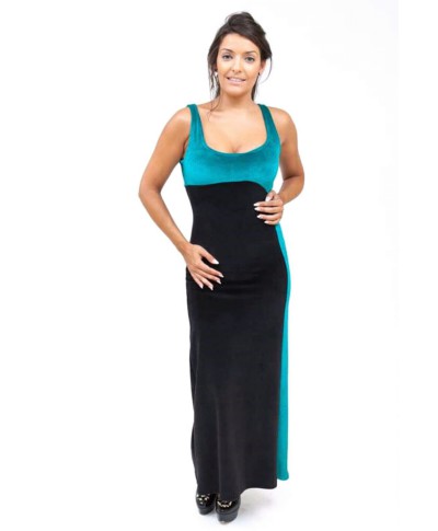 VESTIDO LARGO ZHAO TERCIOPELO NEGRO Y VERDE