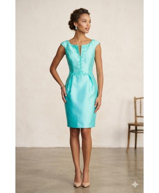 VESTIDO DE FIESTA CORTO   ELODIE  VERDE AGUA DE INVITADA     CARMEN CARA