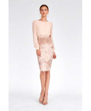 VESTIDO DE FIESTA PURA MIDI  NUDE    MARIA LAGO