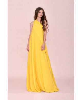 VESTIDO DE INVITADA DE FIESTA  CAROLA LARGO AMARILLO   NURIBEL