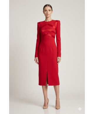 VESTIDO DE FIESTA PHILIPA   MIDI  GRANATE  DE INVITADA   VICTORIA