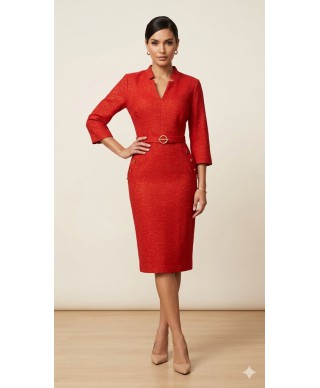 VESTIDO DE FIESTA  PELENOPE  MIDI ROJO DE INVITADA   NURIBEL
