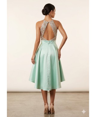 VESTIDO DE FIESTA  CORTO  LILIANA AGUA MARINA    NURIBEL