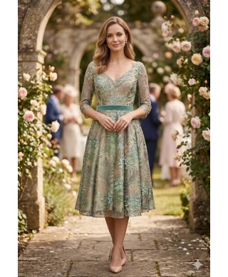 VESTIDO DE FIESTA IRMA  VERDE MIDI DE INVITADA    CABOTINE