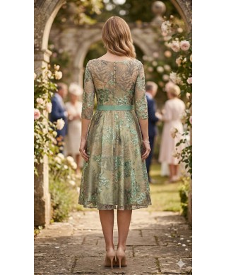 VESTIDO DE FIESTA IRMA  VERDE MIDI DE INVITADA    CABOTINE