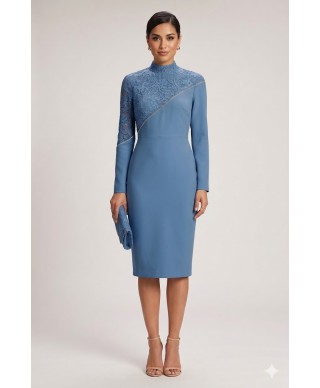 VESTIDO DE FIESTA  SARA  MIDI  AZUL DE INVITADA   VICKY MARTIN BERROCAL