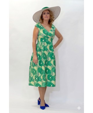 VESTIDO DE FIESTA MIDI LICINIA ESTAMPADO  AZUL CABOTINE