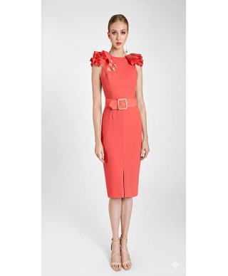 VESTIDO DE DE FIESTA  NATALIA  MIDI CORALDE INVITADA    NURIBEL