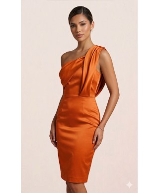 VESTIDO DE FIESTA FLORA  CORTO  NARANJA DE INVITADA    CHERUBINA