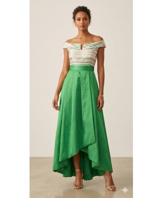 VESTIDODE FIESTA  ZEKE LARGO VERDE DE INVITADA    NURIBEL