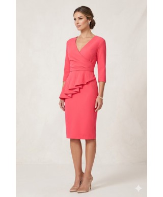 VESTIDO DE FIESTA   YANA MIDI   CORAL DE INVITADA  ROLE MOLE
