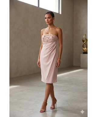 VESTIDO DE FIESTA  SANDRA   CORTO   ROSA DE INVITADA   ZEILA