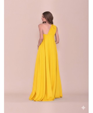 VESTIDO DE INVITADA DE FIESTA  CAROLA LARGO AMARILLO   NURIBEL