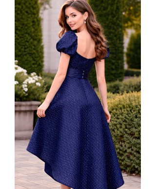 VESTIDO DE FIESTA MIDI  CRISTINA   AZUL MARINO NATIVIDAD JIMENEZ