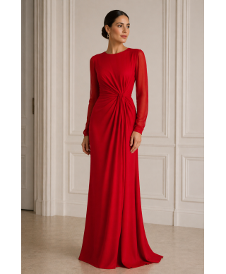 VESTIDO DE FIESTA LARGO MARGOT    ROJO- DE INVITADA  VICTORIA