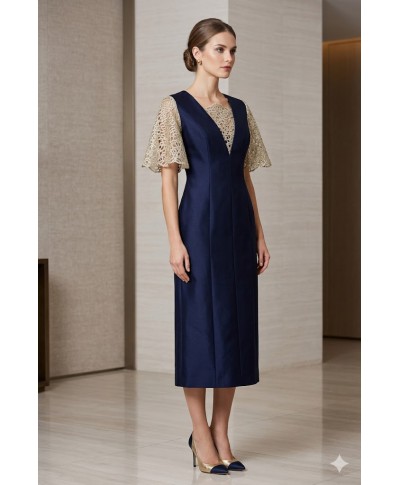 VESTIDO CORTO CON CHAQUETA CARLA   AZUL MARINO DE INVITADA     CARMEN MELERO