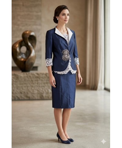 VESTIDO CORTO CON CHAQUETA CARLA   AZUL MARINO DE INVITADA     CARMEN MELERO