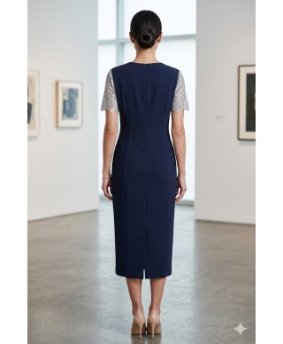 VESTIDO CORTO CON CHAQUETA CARLA   AZUL MARINO DE INVITADA     CARMEN MELERO
