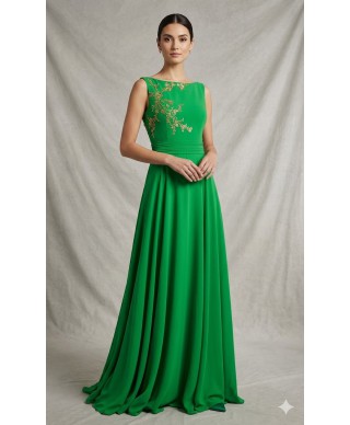 VESTIDO DE MADRINA GLORIA  VERDE LARGO X&M