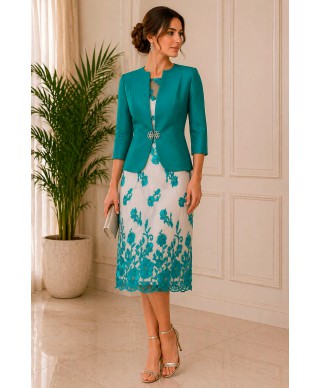 VESTIDO CON CHAQUETA DE FIESTA  TANA  VERDE  NATIVIDAD JIMENEZ