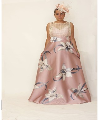 VESTIDO DE INVITADA DE FIESTA  GALATEA    LARGO ROSA  MARIA LAGO