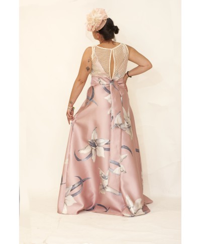 VESTIDO DE INVITADA DE FIESTA  GALATEA    LARGO ROSA  MARIA LAGO