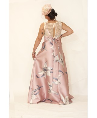 VESTIDO DE INVITADA DE FIESTA  GALATEA    LARGO ROSA  MARIA LAGO