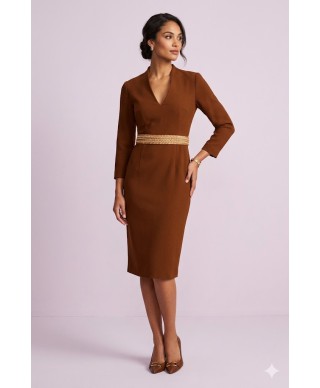 VESTIDO DE FIESTA  CORTO LORETO  MARRON    VICKY MARTIN BERROCAL