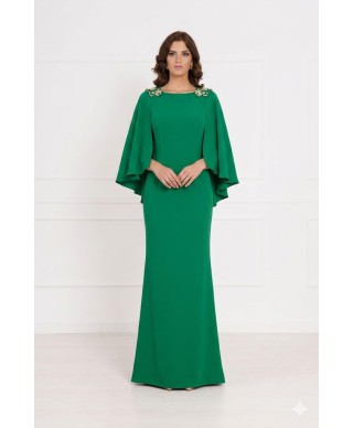 VESTIDO DE FIESTA LARGO VERDE LISA DE INVITADA DE BODA