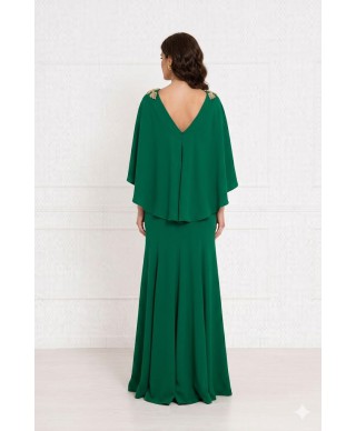 VESTIDO DE FIESTA LARGO VERDE LISA DE INVITADA DE BODA