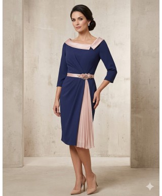 VESTIDO DE FIESTA  JEIMY  MIDI  AZUL MARINO DE MADRINA    CUTUB CLUB