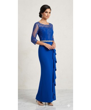VESTIDO DE FIESTA  DEBORA  LARGO  CORAL O AZUL DE MADRINA   MOURIÑO