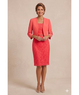 VESTIDO CON CHAQUETA  DE FIESTA MIDI ROJO  CABOTINE